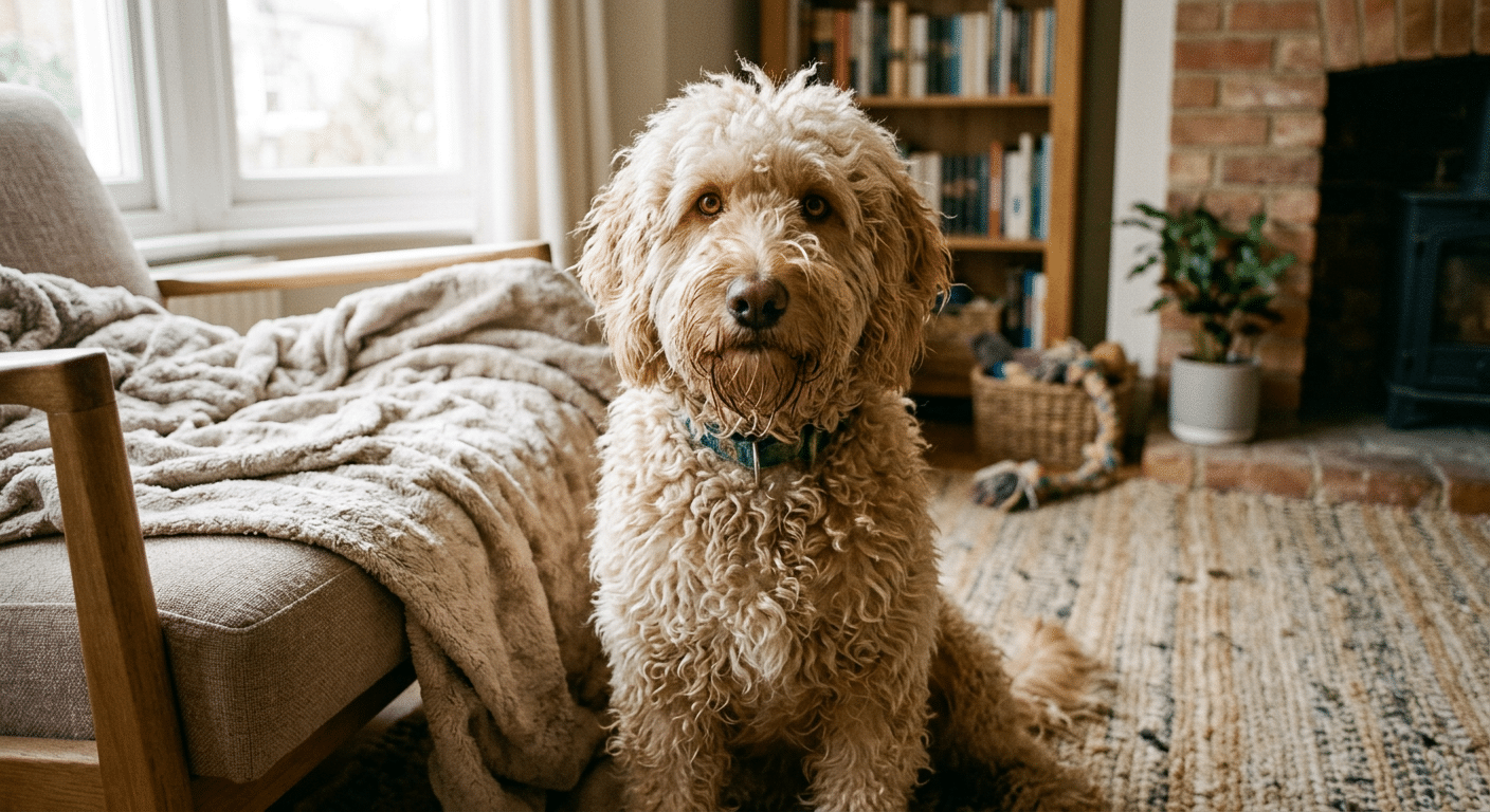 Labradoodle met klittende vacht