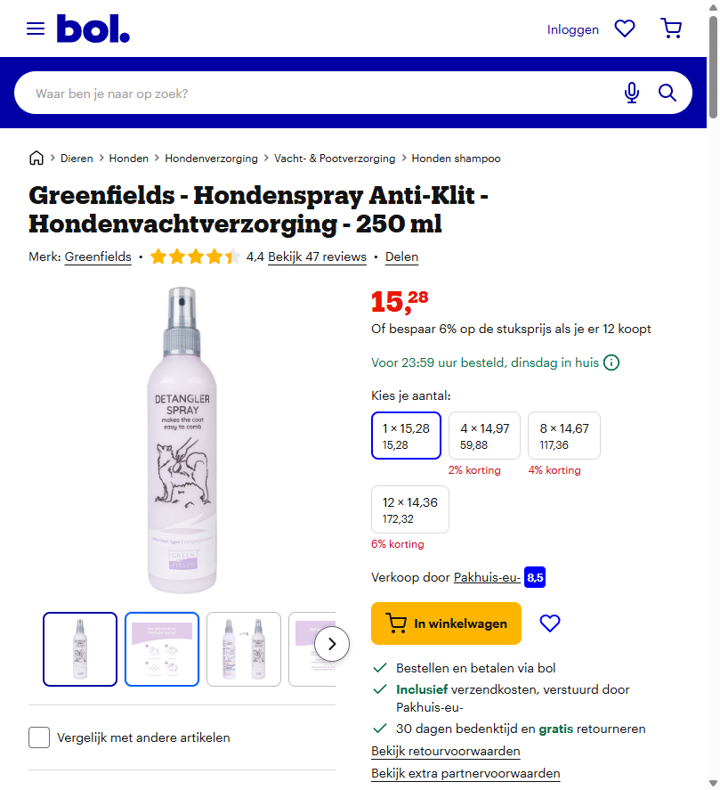 Greenfields Anti-Klit Spray voor Labradoodle