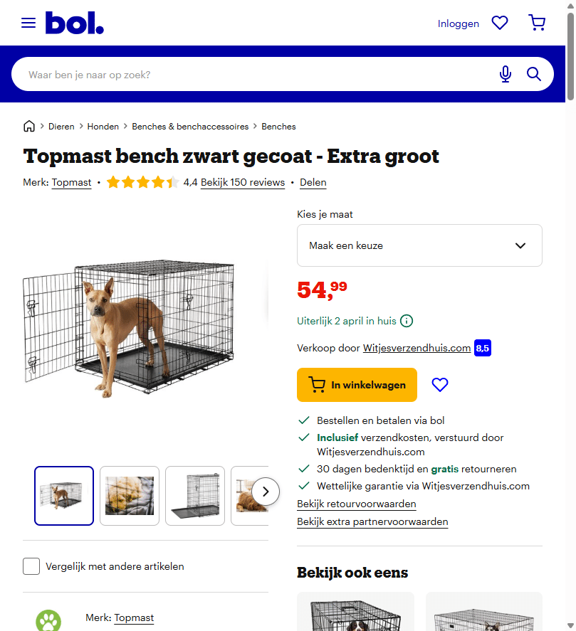 Topmast Hondenbench voor Labradoodle
